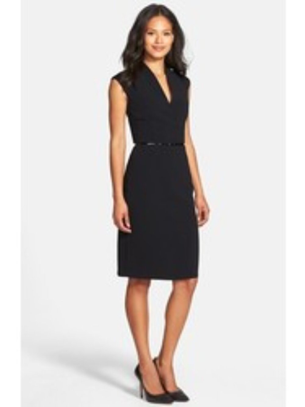 Hugo Boss Black Sleeveless Midi Sheath Dress with Slim Belt - NWT - Size 14